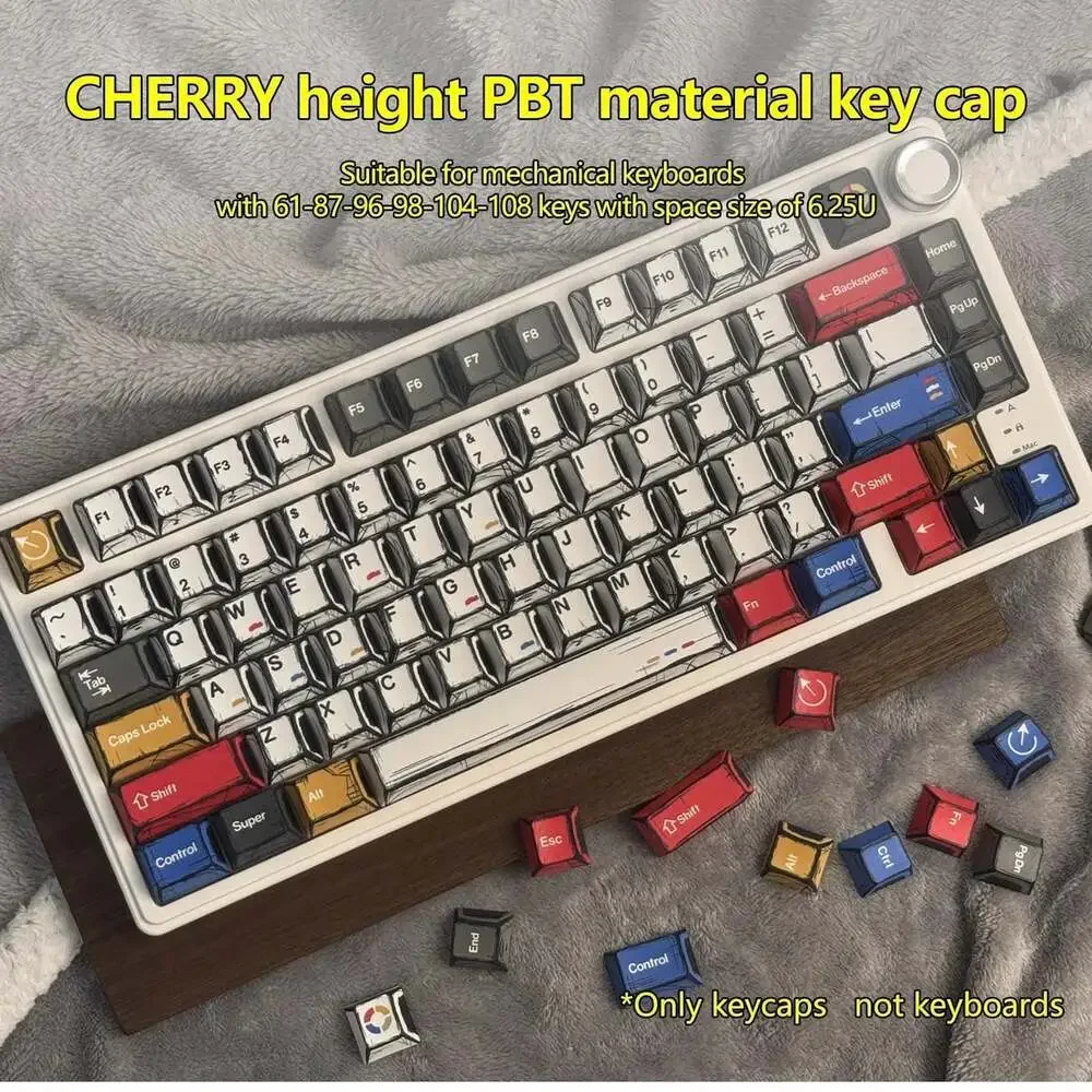 Comic Style Colorful Mixed Light Keycaps Original Factory Height 136 Keys Set Cl